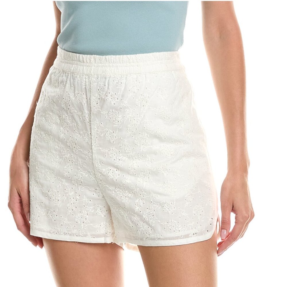 rag & bone White Eyelet Elastic Waist Shorts
